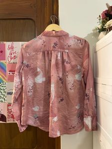 Pink Floral Print Long Sleeve Blouse