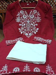 Embroidered Maroon Co-Ord Set