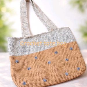 Elegant Handcrafted Crochet Tote Bag | Neutral Two