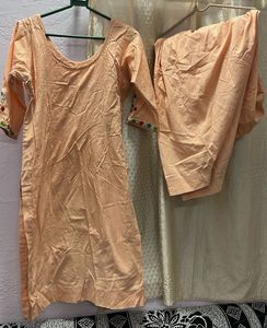 Beautiful Peach Kurta Set with Embroidery