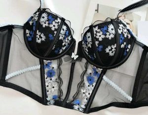 Floral Embroidered Mesh Corset