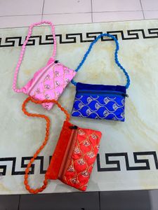 Embroidered Sling Bag Set of Three