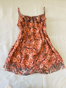 Floral Print Mini Dress with Ruffle Detail