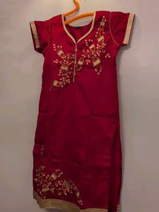 Elegant Dark Pink Embroidered Kurta with dupatta