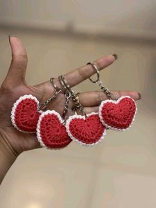 Crochet Heart Keychains