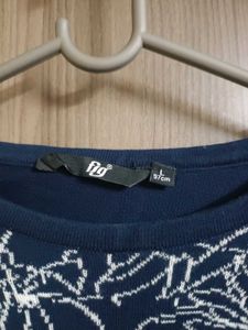 Navy Blue Floral Print Top