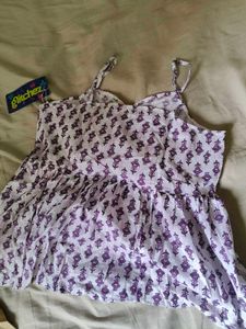 White & Purple Printed Kurta