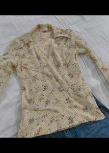 Vintage Floral Wrap Blouse