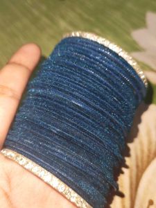 Elegant Blue Bangles with Rhinestones