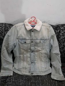 Light Wash Denim Sherpa Lined Jacket