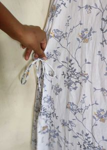 Floral Print Drawstring Ethnic Skirt