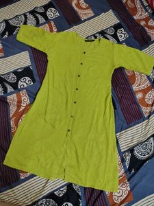 3xl Lime Green Button-Up Kurta