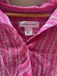 Chic Pink Striped Button-Up Top