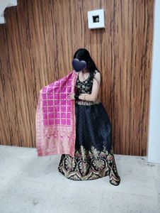 Elegant Black &amp; Pink Lehenga Choli