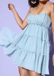 Light Blue Tiered Mini Dress