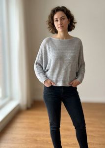 Women's Grey Boat Neck Knit Sweater