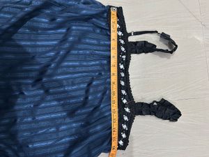 Blue Striped Ruffled Mini Dress