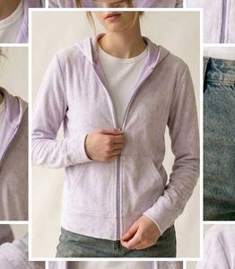 Lavender Velour Zip-Up Hoodie