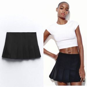 Zara wrap over Black Pleated Mini Skirt