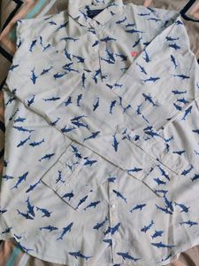 Shark Print Button Down Shirt