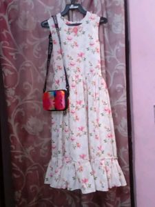 Floral Girls Dress with Bag