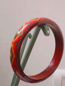 wooden Vibrant Red Ethnic Bangles set of 2