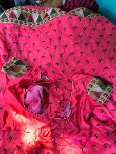 Beautiful pink saree with blouse