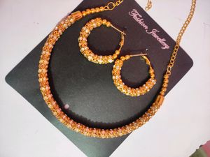Alloy Gold Plated Dimond Jwellery Set