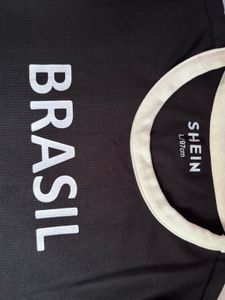 SHEIN Black Brasil Graphic T-Shirt