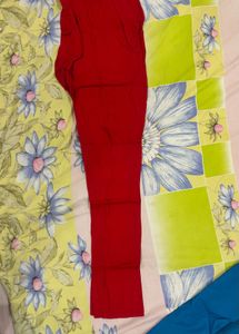 Blue Kurta Set with Red Pants