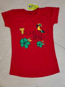 Red Tropical Style T-Shirt