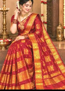 Exquisite Red &amp; Gold Silk Saree