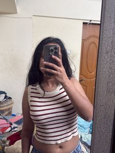 Striped Cropped Sleeveless Top