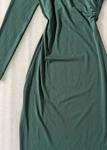 Chic Ruched Green Midi Dress