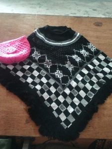Chic Black and White Poncho
