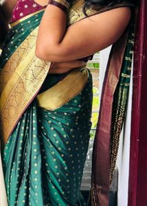 Elegant Teal Silk Saree with Silver Weave