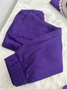 Embroidered Purple Kurta Set