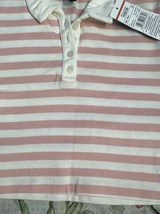 Pink Striped Polo T-Shirt