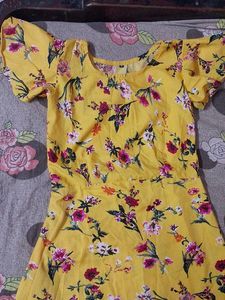Yellow Floral Ruffle Dress