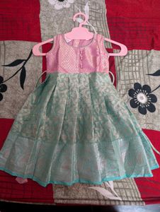 Girls Premium Pink &amp; Mint Green frock