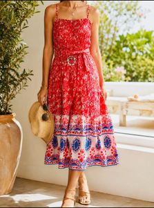 Beautiful Red Floral Cotton Dress