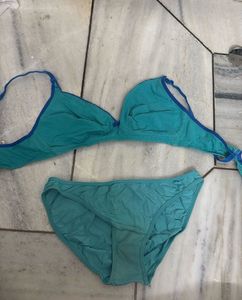 Teal Cotton Bra &amp; Panty Set