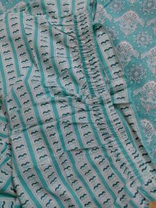 Turquoise Blue Printed 3-Piece Kurta Set