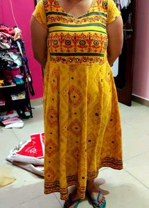 Vibrant Yellow Kurta Set with Mirror Work