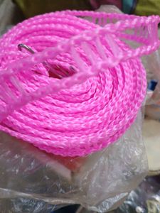 Bright Pink Clothesline with 2  door Hooks