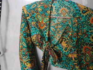 Boho Paisley Print Wrap Crop Top