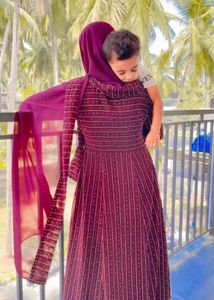 Elegant Purple Embroidered Maxi Dress