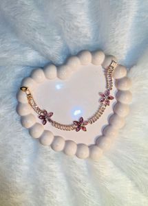 G.MORE Pink Flower Tennis Bracelet