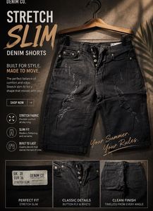 Black Distressed Denim Shorts
