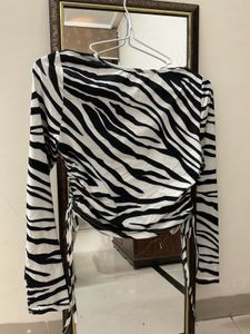 Trendy Zebra Print Long Sleeve Top